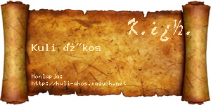 Kuli Ákos névjegykártya